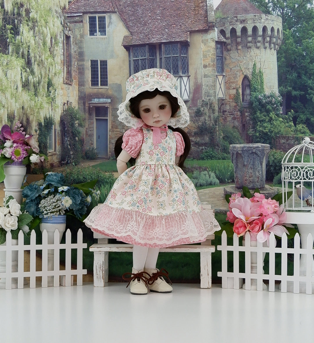 Prairie Blooms - dress & pinafore with boots for Ruby Red Fashion Friends doll