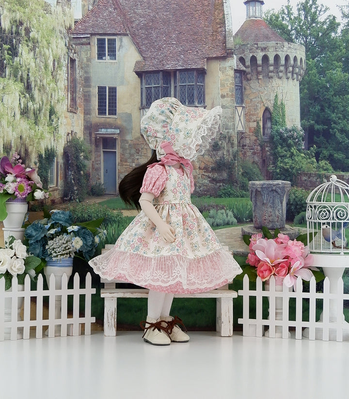 Prairie Blooms - dress & pinafore with boots for Ruby Red Fashion Friends doll