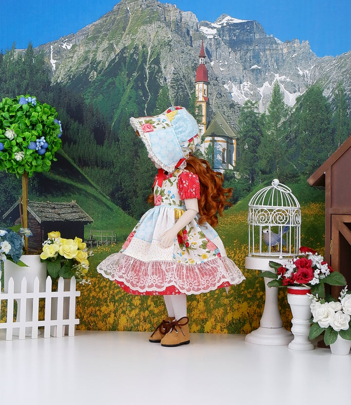 Prairie Summer - dress & pinafore with boots for Ruby Red Fashion Friends doll