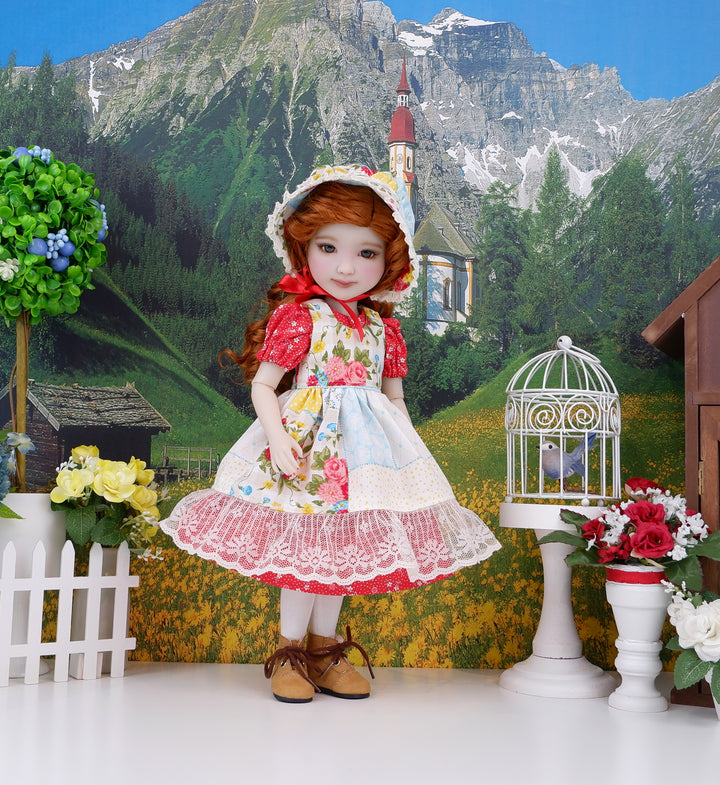Prairie Summer - dress & pinafore with boots for Ruby Red Fashion Friends doll