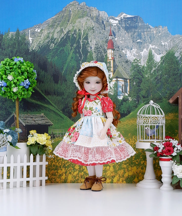 Prairie Summer - dress & pinafore with boots for Ruby Red Fashion Friends doll
