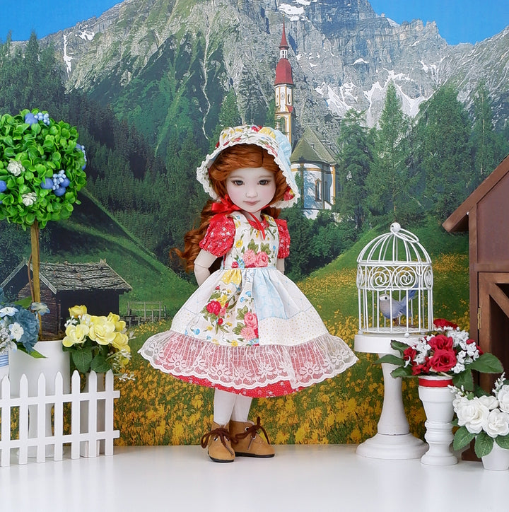 Prairie Summer - dress & pinafore with boots for Ruby Red Fashion Friends doll