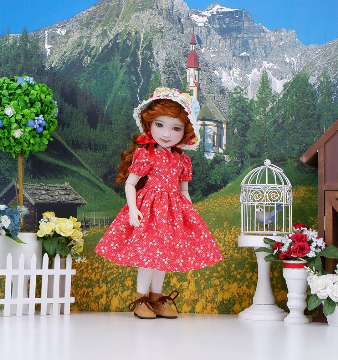 Prairie Summer - dress & pinafore with boots for Ruby Red Fashion Friends doll