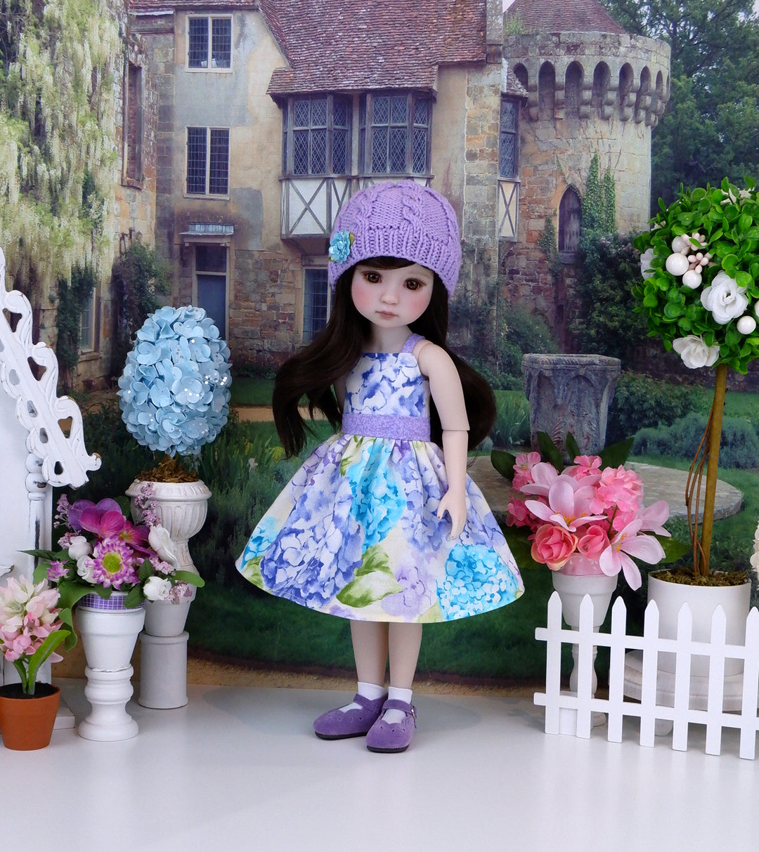 Pretty Hydrangea - dress & sweater set with shoes for Ruby Red Fashion Friends doll