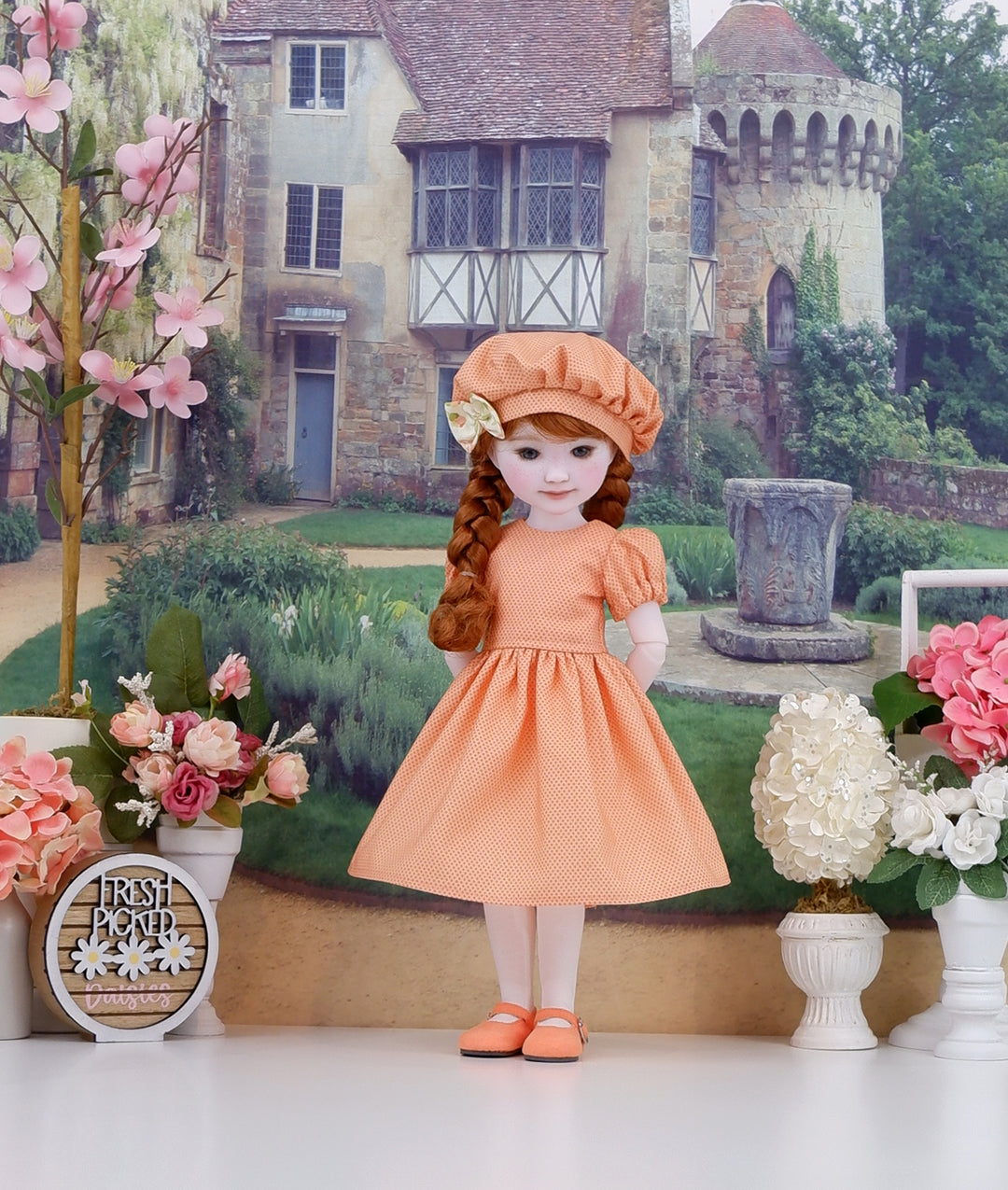 Pretty in Apricot - pinafore, dress and shoes for Ruby Red Fashion Friends doll