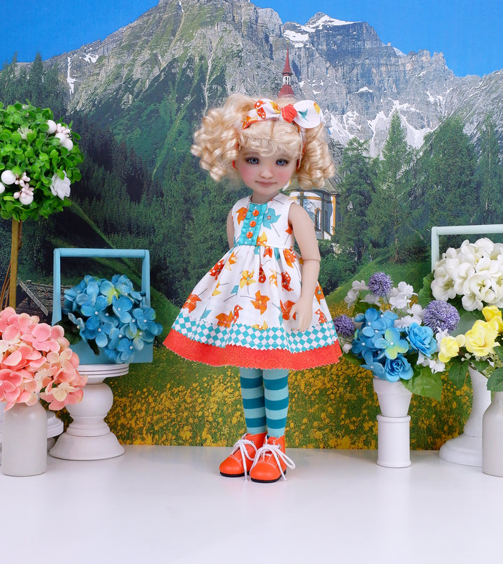 Pretty Pinwheel - dress with boots for Ruby Red Fashion Friends doll