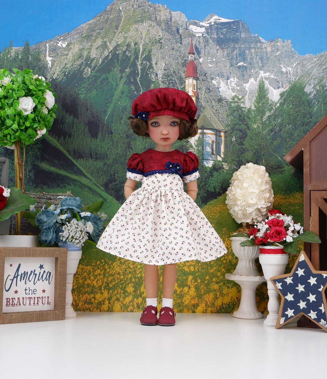 Primitive Americana - dress and shoes for Ruby Red Fashion Friends doll