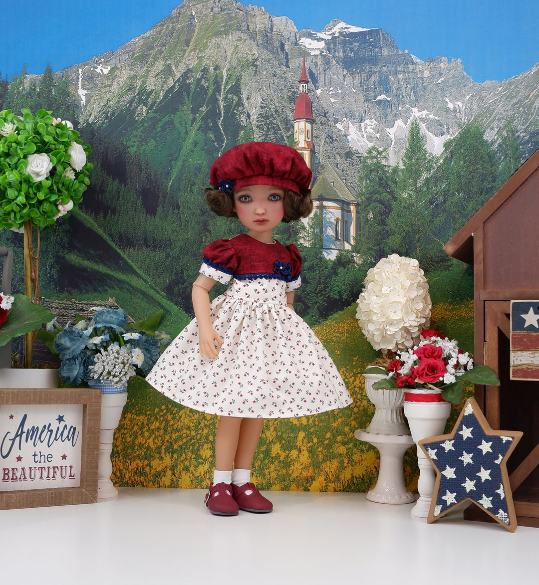 Primitive Americana - dress and shoes for Ruby Red Fashion Friends doll