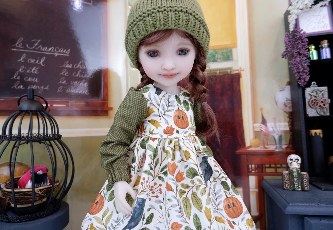 Primitive Halloween - dress ensemble with boots for Ruby Red Fashion Friends doll