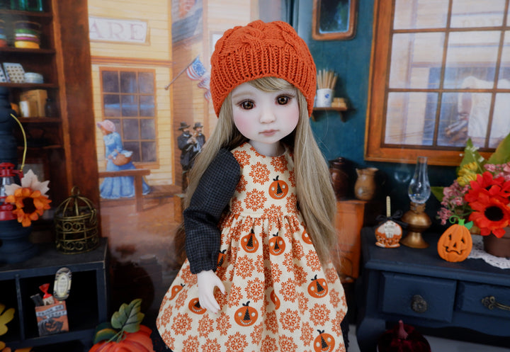 Primitive Jack O'Lantern - dress ensemble with boots for Ruby Red Fashion Friends doll