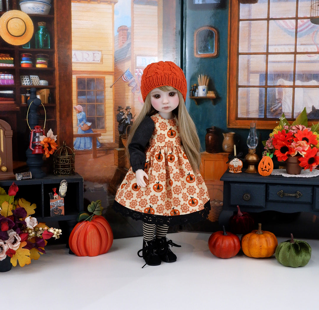 Primitive Jack O'Lantern - dress ensemble with boots for Ruby Red Fashion Friends doll