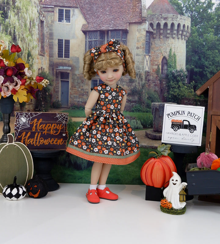 Pumpkin Blossoms - dress with shoes for Ruby Red Fashion Friends doll