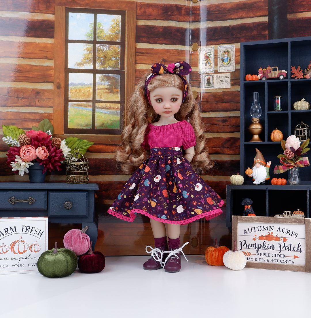 Pumpkin Cutie - blouse & skirt with boots for Ruby Red Fashion Friends doll
