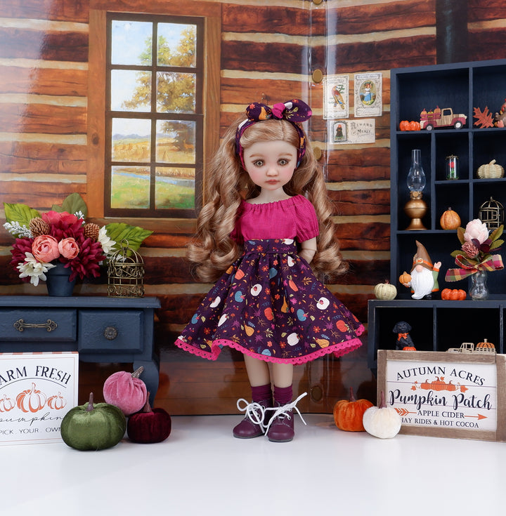 Pumpkin Cutie - blouse & skirt with boots for Ruby Red Fashion Friends doll
