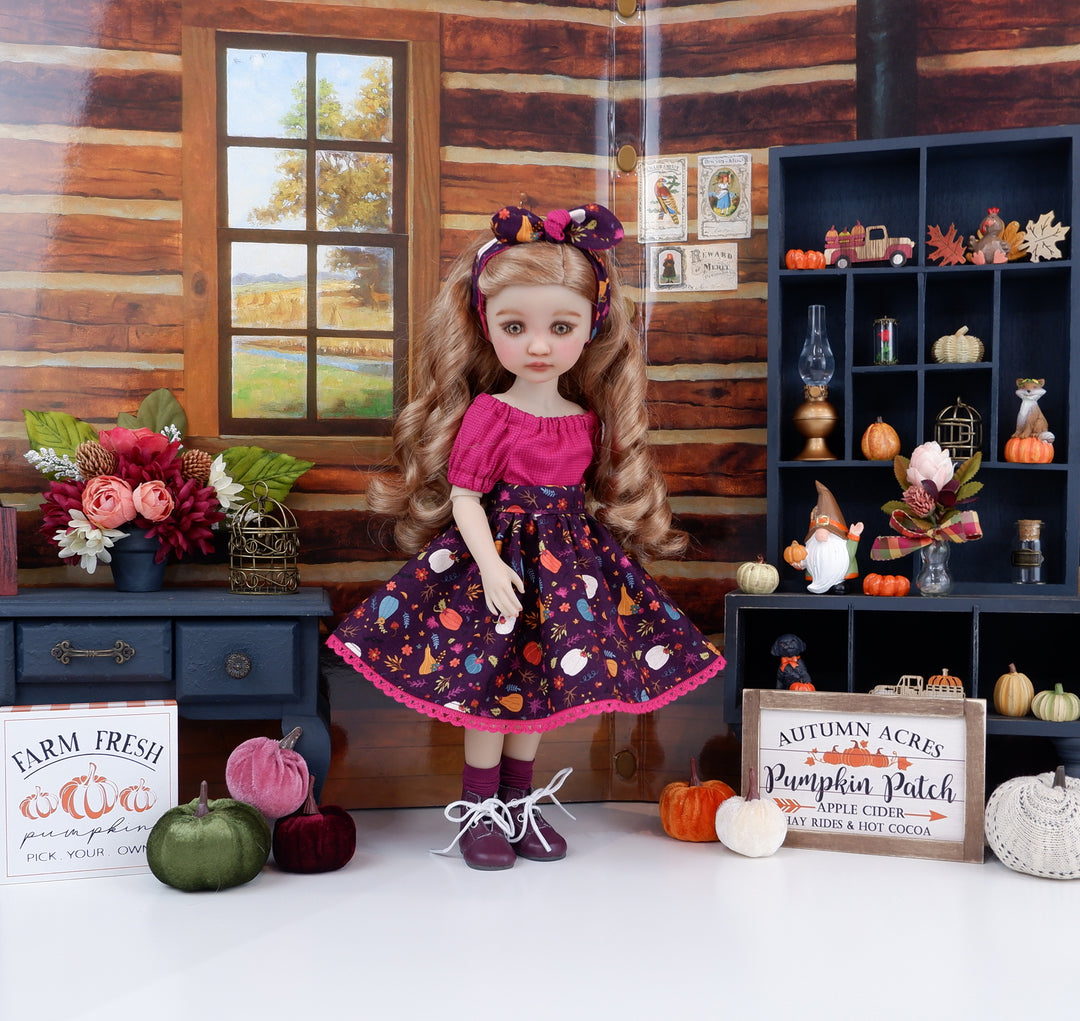 Pumpkin Cutie - blouse & skirt with boots for Ruby Red Fashion Friends doll
