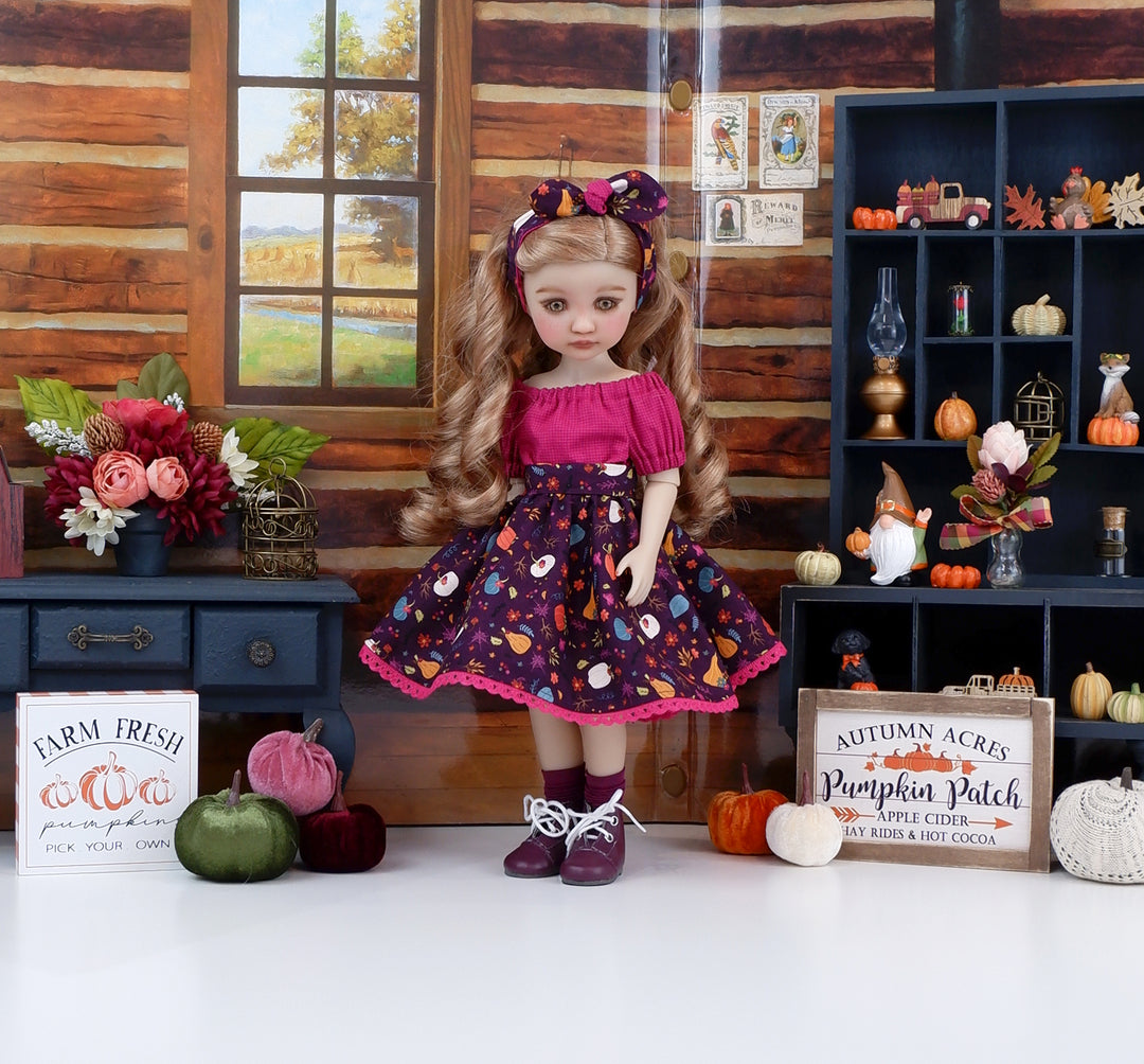 Pumpkin Cutie - blouse & skirt with boots for Ruby Red Fashion Friends doll