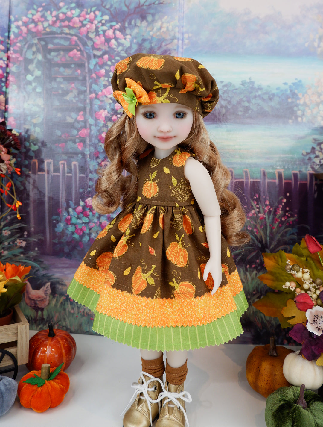 Pumpkin Fields - dress with boots for Ruby Red Fashion Friends doll