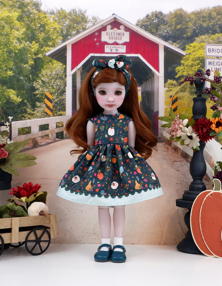 Pumpkin Floral - dress with shoes for Ruby Red Fashion Friends doll