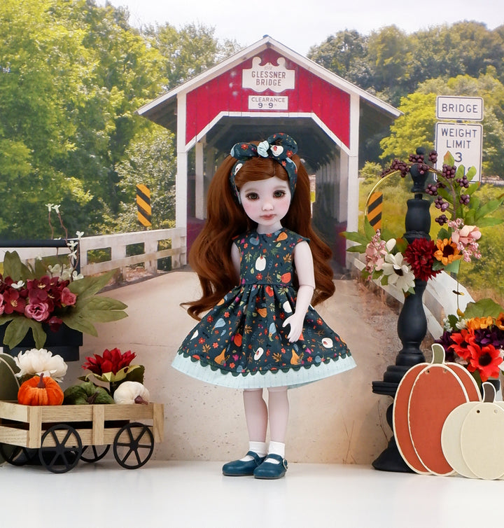 Pumpkin Floral - dress with shoes for Ruby Red Fashion Friends doll