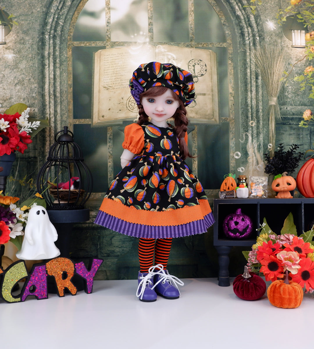 Pumpkin Patchwork - dress with boots for Ruby Red Fashion Friends doll