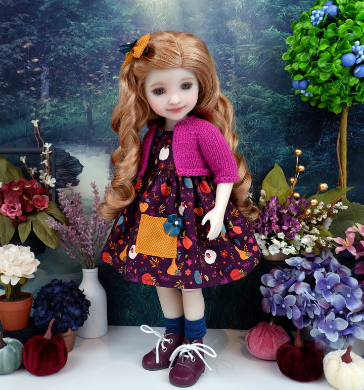 Pumpkin Season - dress with sweater & boots for Ruby Red Fashion Friends doll