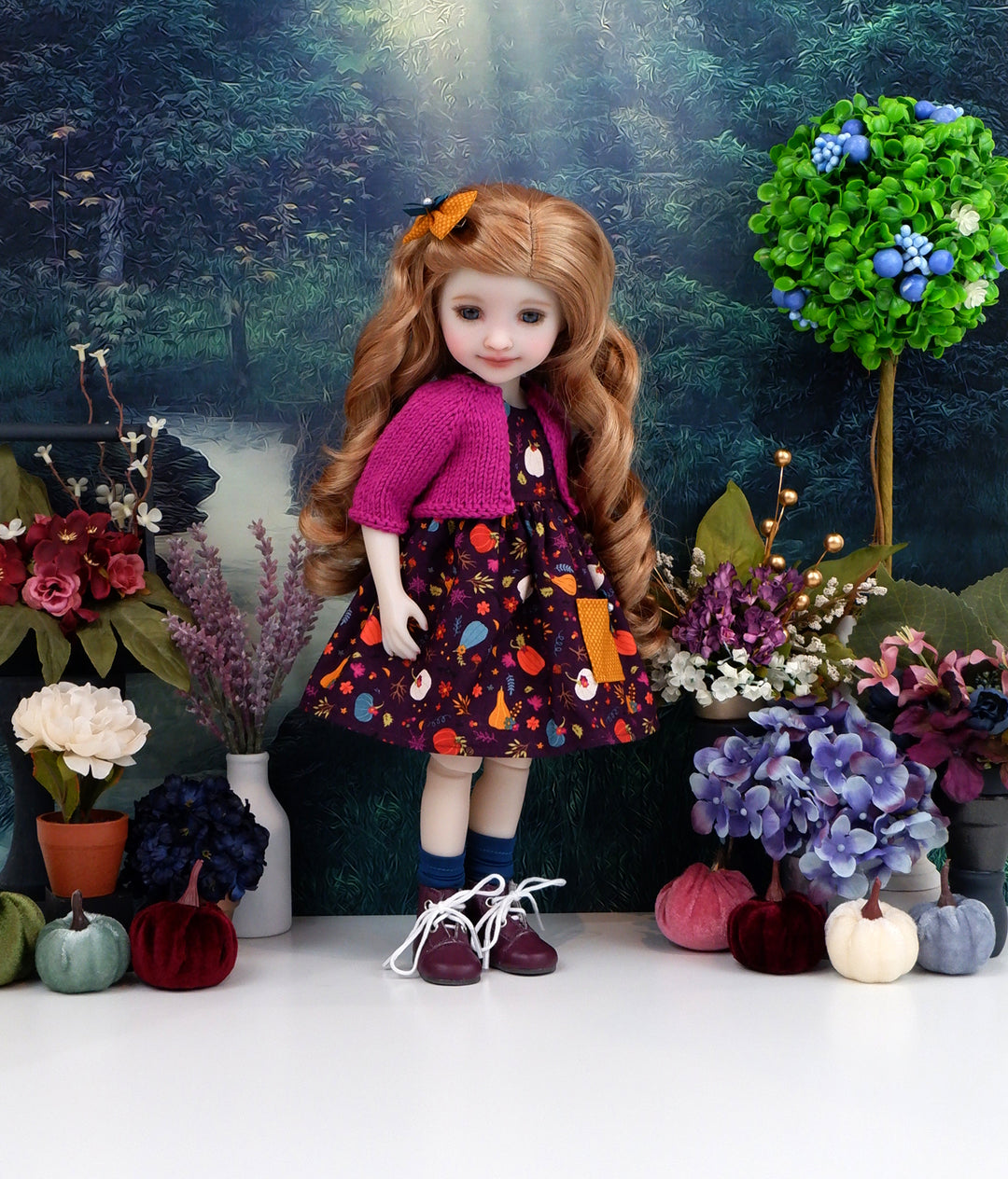 Pumpkin Season - dress with sweater & boots for Ruby Red Fashion Friends doll