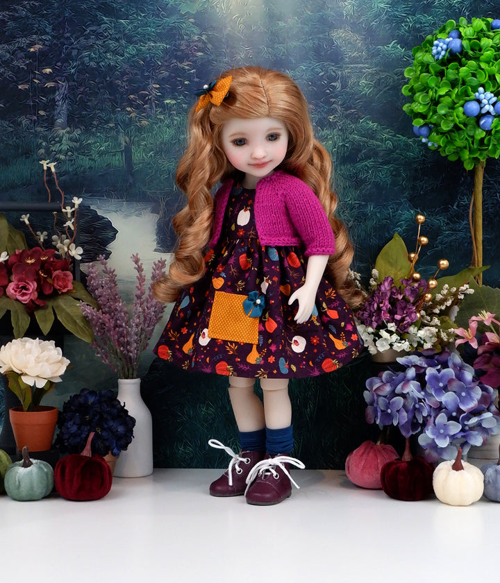 Pumpkin Season - dress with sweater & boots for Ruby Red Fashion Friends doll