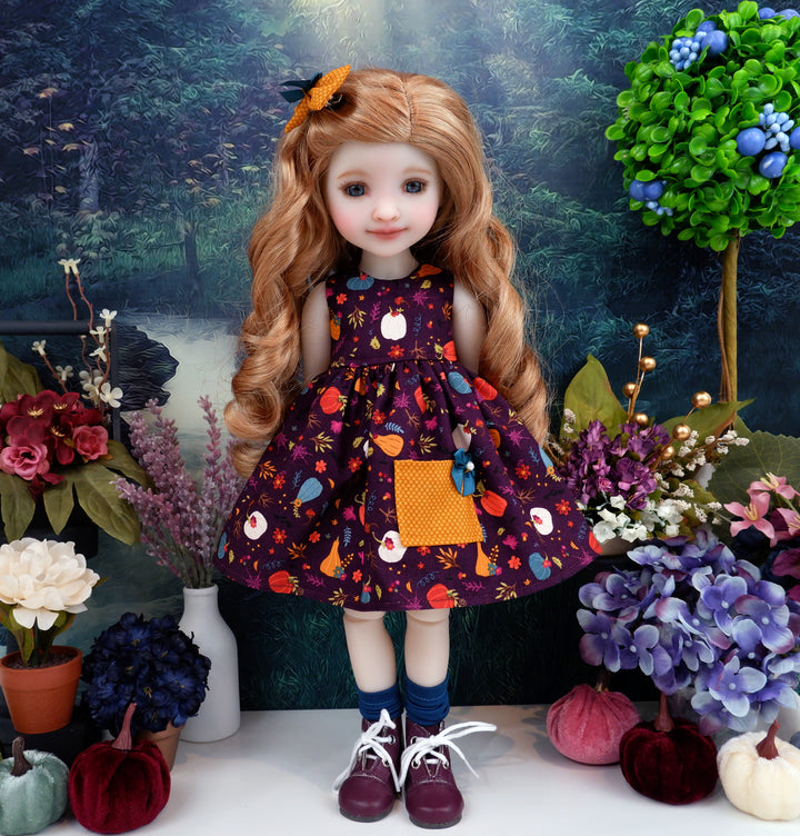 Pumpkin Season - dress with sweater & boots for Ruby Red Fashion Friends doll