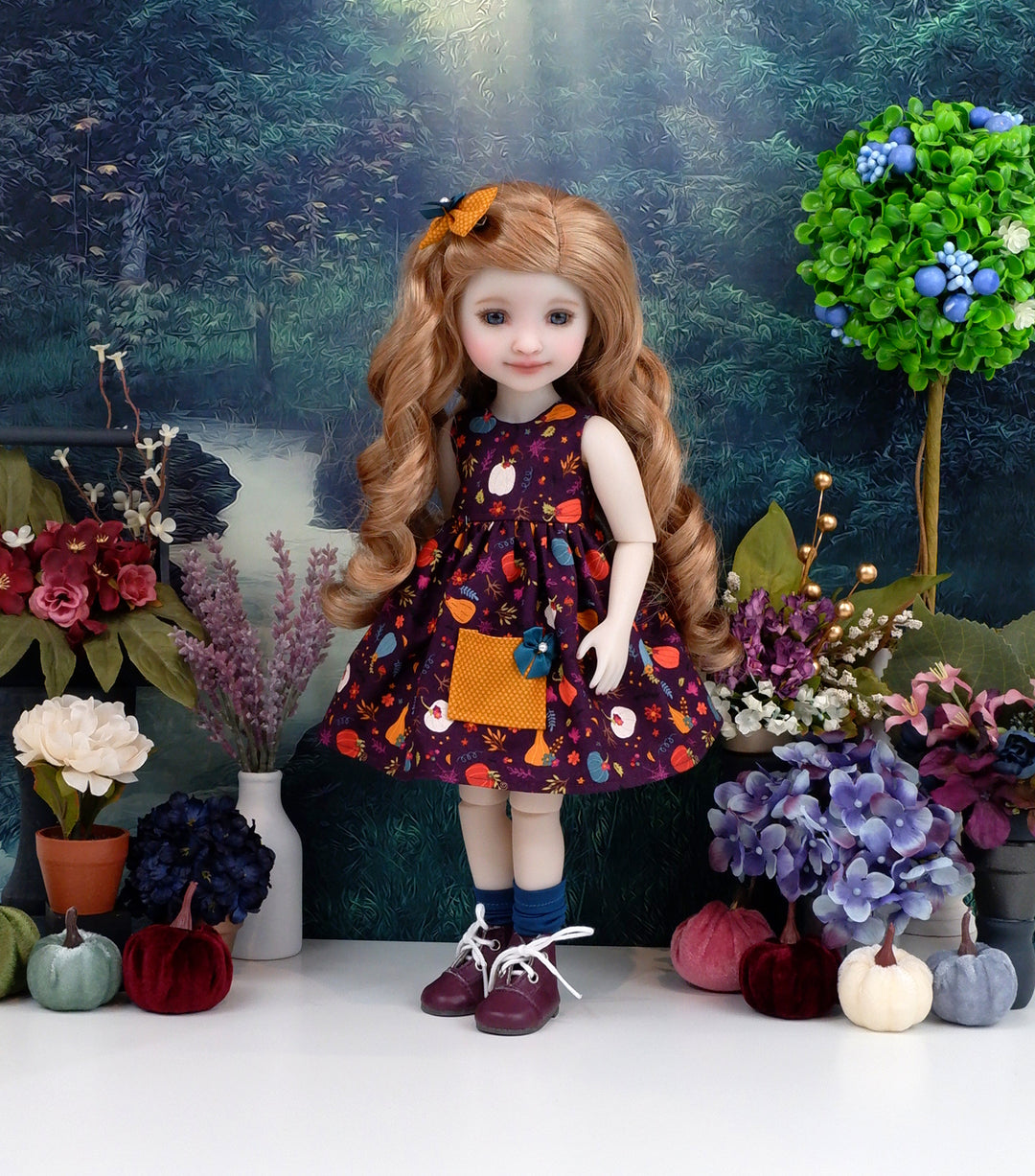 Pumpkin Season - dress with sweater & boots for Ruby Red Fashion Friends doll