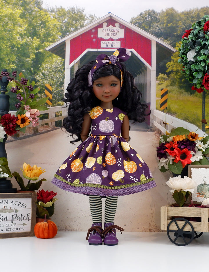 Pumpkin Swirls - dress with boots for Ruby Red Fashion Friends doll