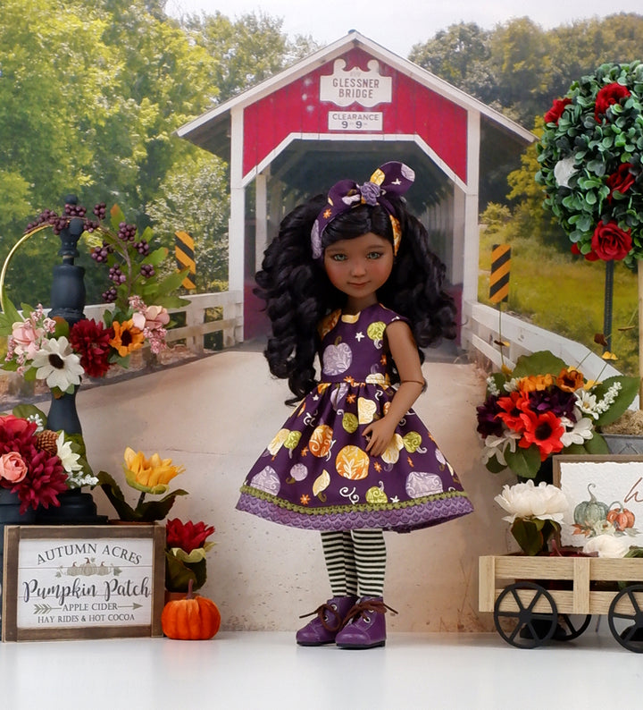 Pumpkin Swirls - dress with boots for Ruby Red Fashion Friends doll