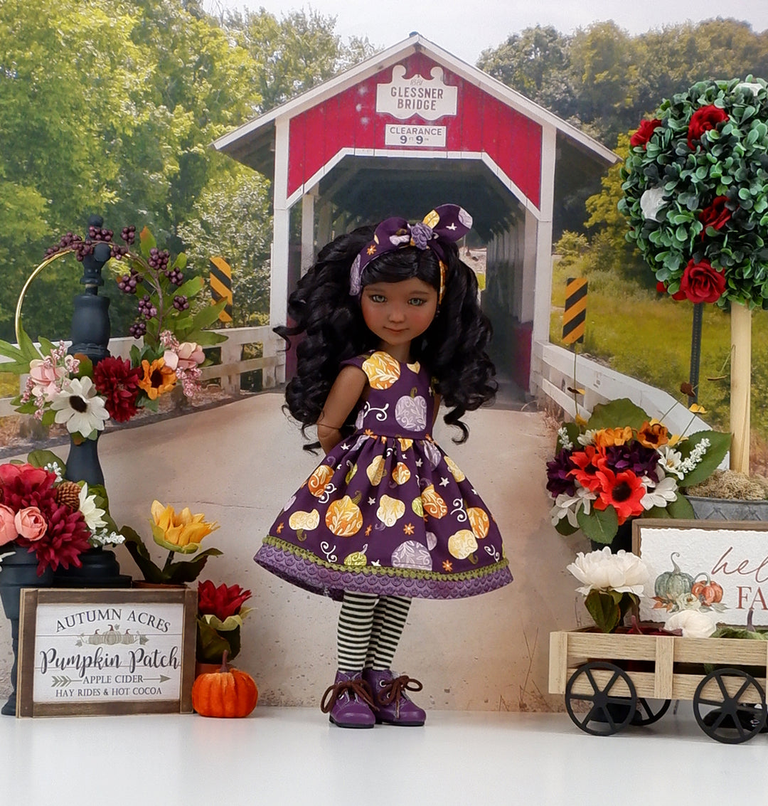 Pumpkin Swirls - dress with boots for Ruby Red Fashion Friends doll