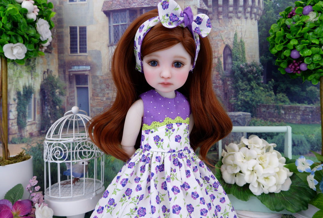 Purple Pansies - dress and shoes for Ruby Red Fashion Friends doll