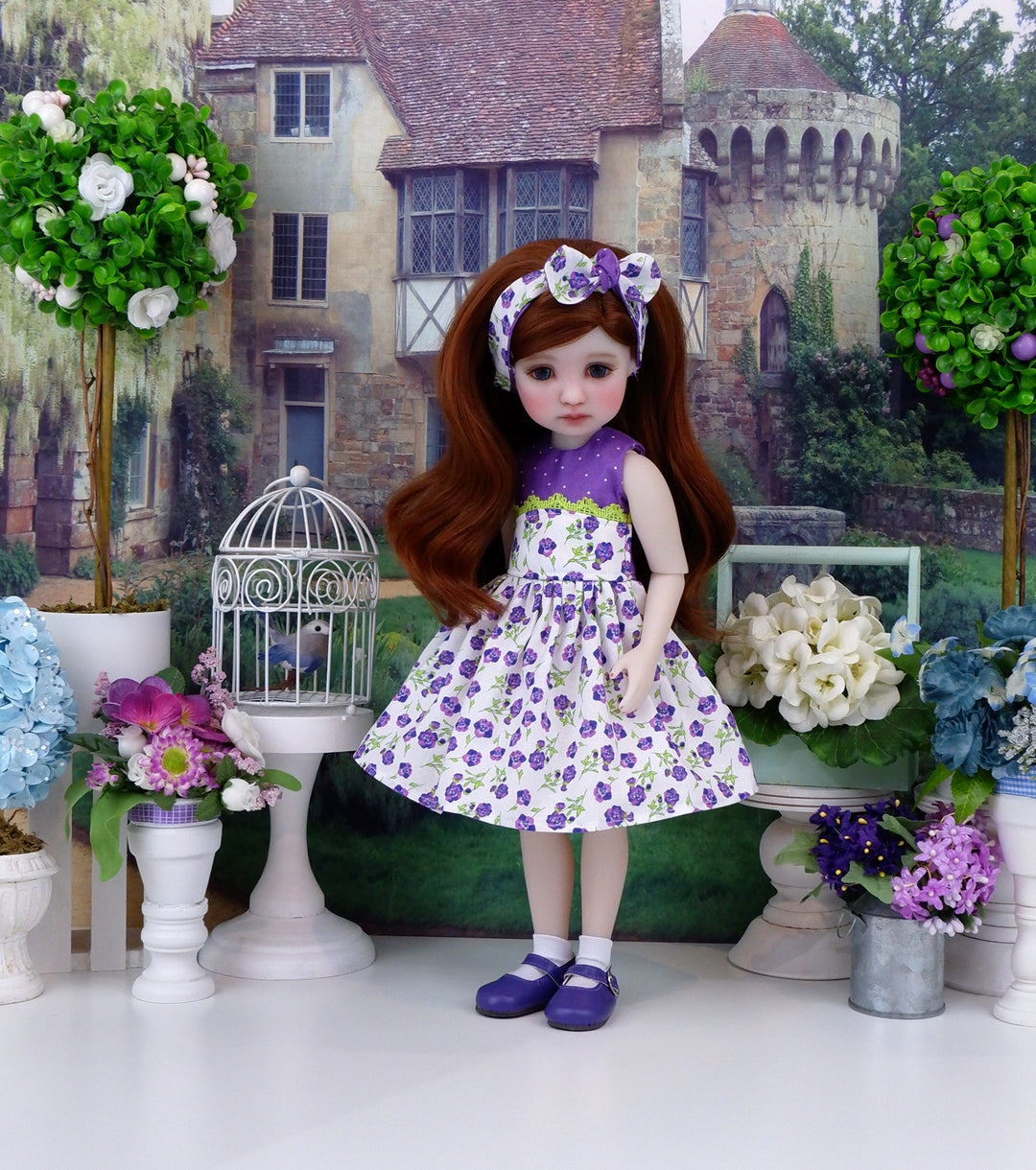 Purple Pansies - dress and shoes for Ruby Red Fashion Friends doll