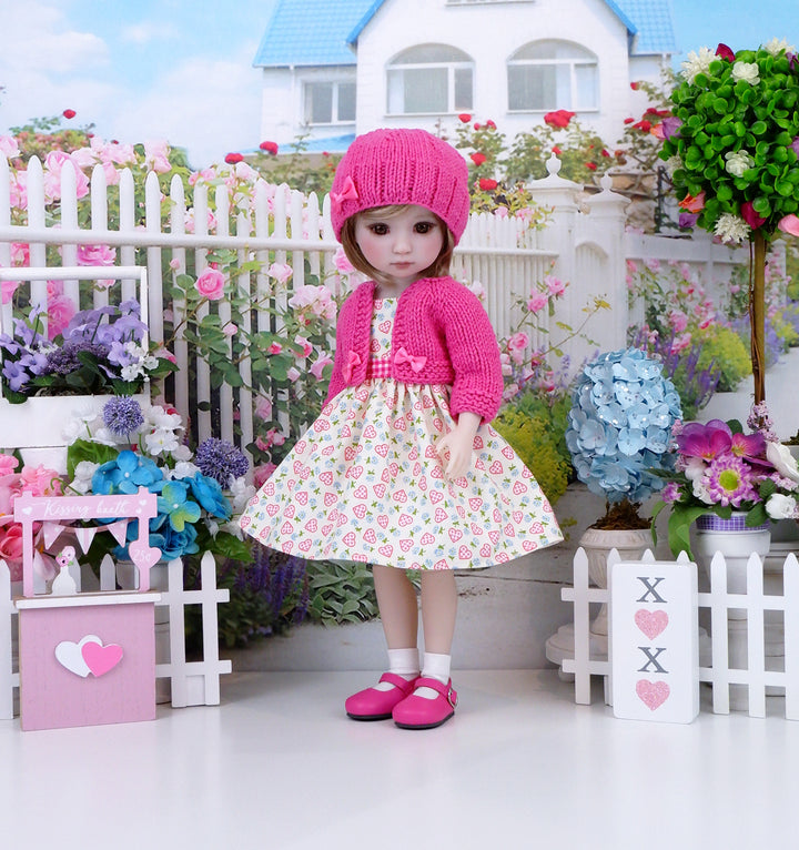 Quilted Hearts - dress and sweater with shoes for Ruby Red Fashion Friends doll