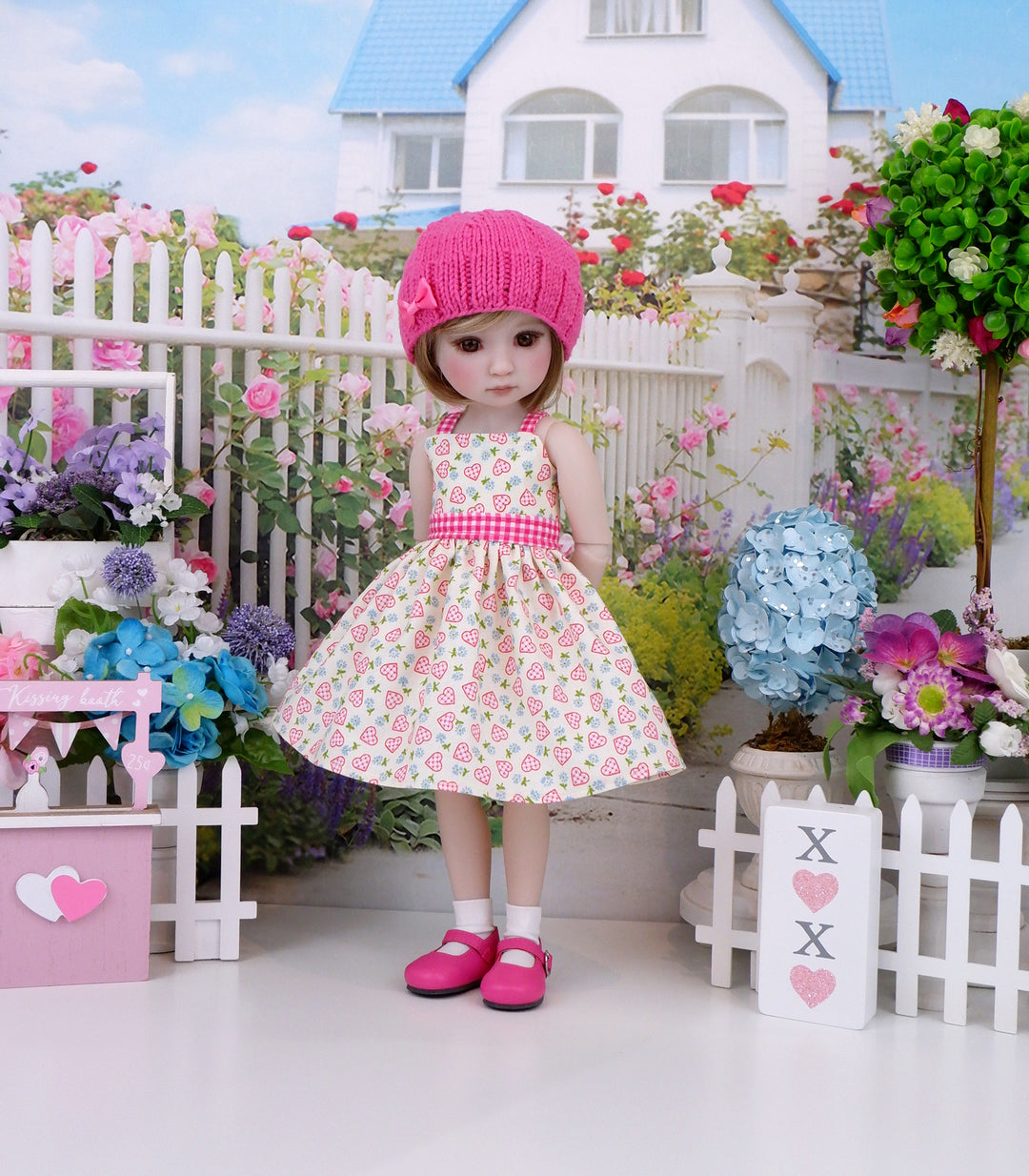 Quilted Hearts - dress and sweater with shoes for Ruby Red Fashion Friends doll