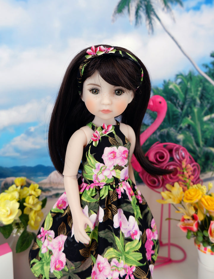 Rainforest Orchids Too - dress and sandals for Ruby Red Fashion Friends doll