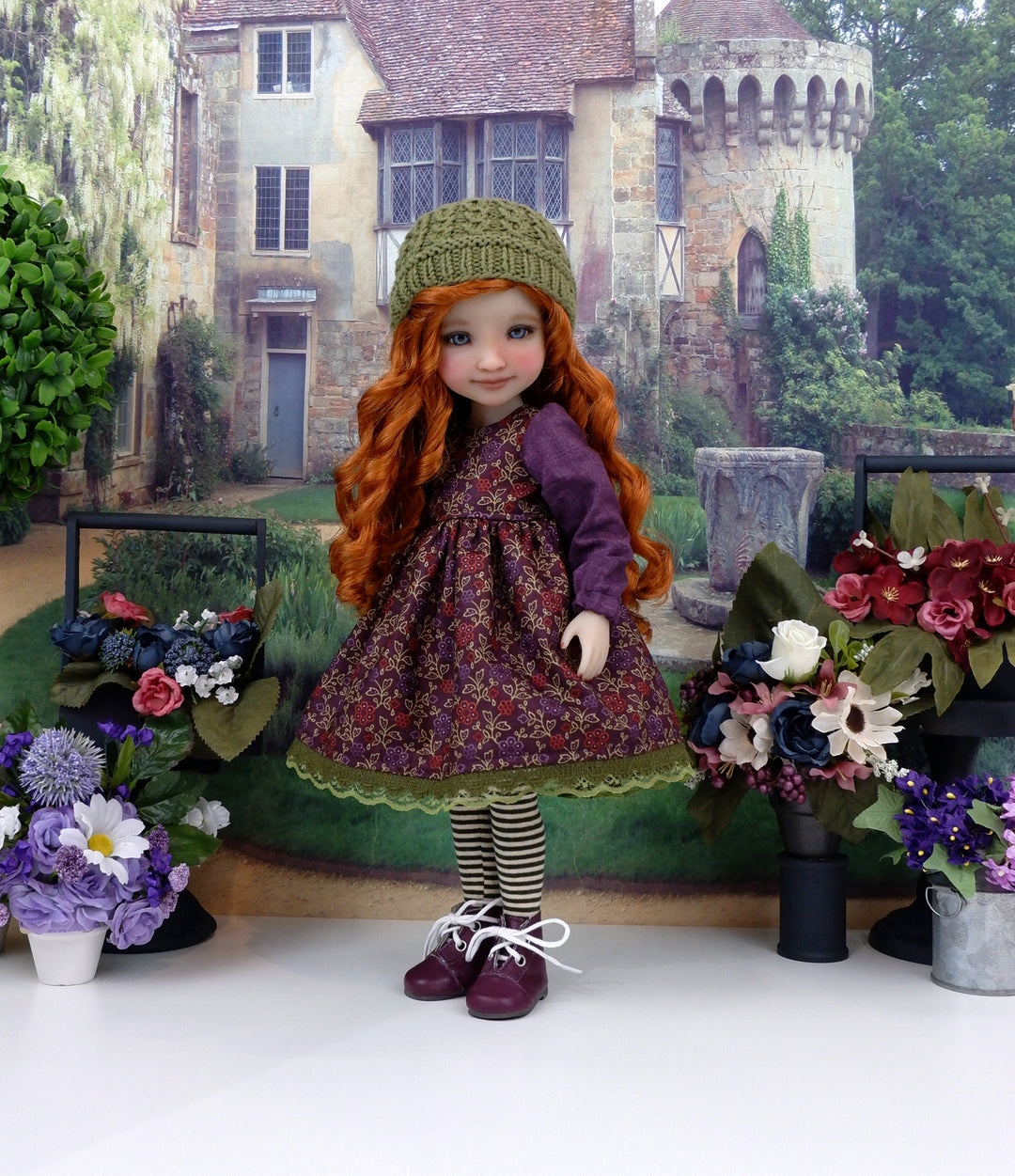 Raisin Bouquet - dress ensemble with boots for Ruby Red Fashion Friends doll