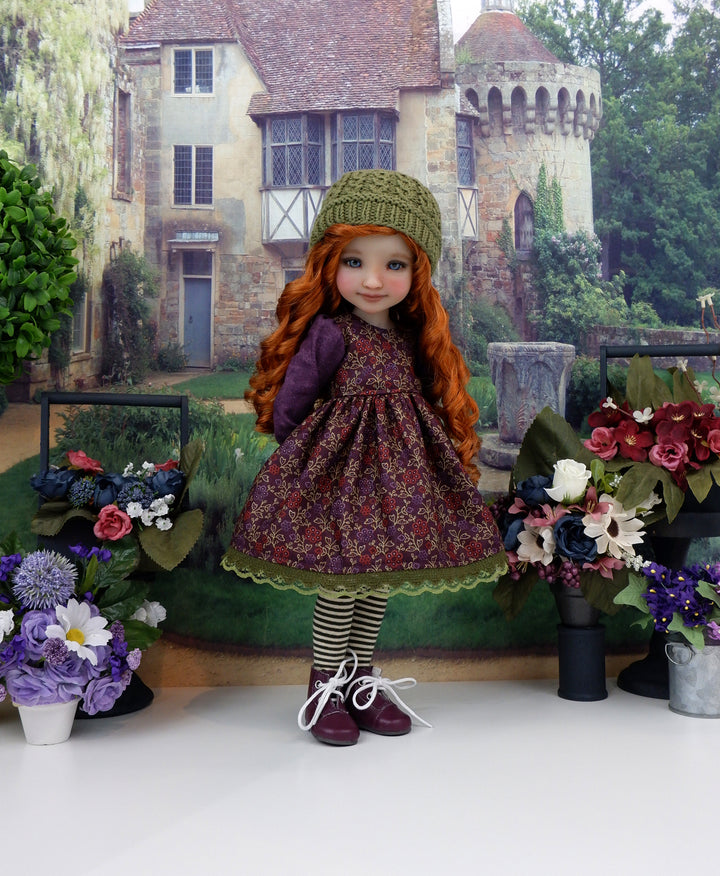 Raisin Bouquet - dress ensemble with boots for Ruby Red Fashion Friends doll