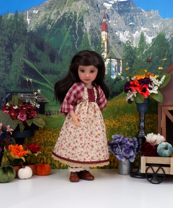 Regency Autumn - dress & shawl with boots for Ruby Red Fashion Friends doll