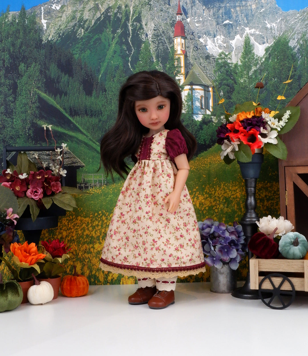 Regency Autumn - dress & shawl with boots for Ruby Red Fashion Friends doll