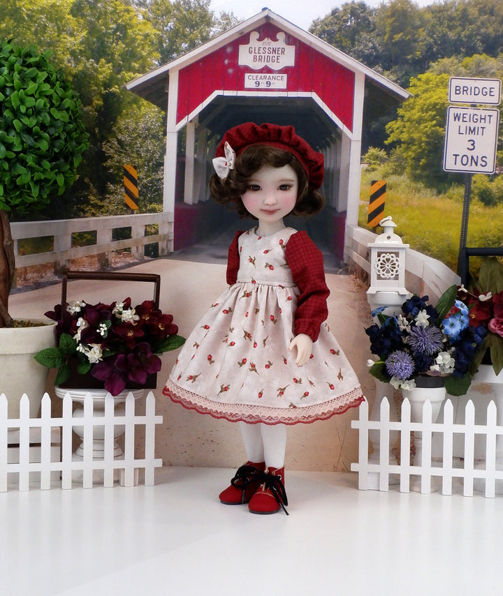 Rosebuds of Autumn - dress and hat with boots for Ruby Red Fashion Friends doll