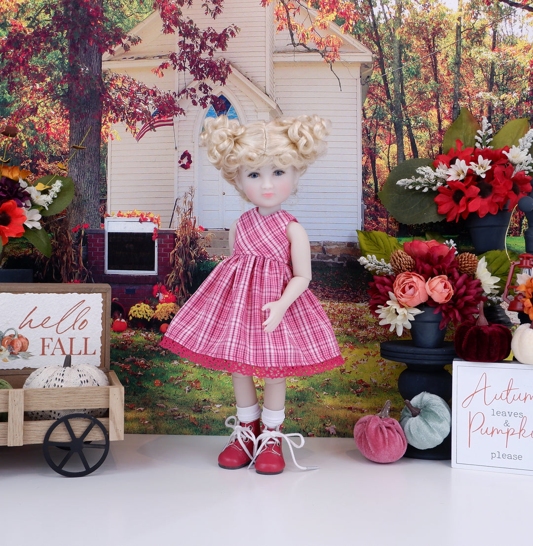 Rouge Plaid - dress and boots for Ruby Red Siblies doll