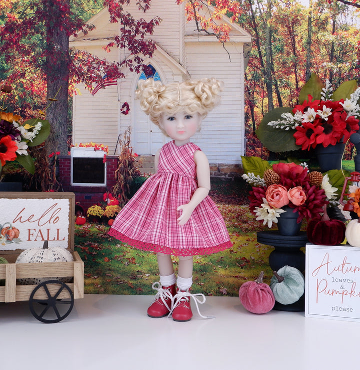 Rouge Plaid - dress and boots for Ruby Red Siblies doll