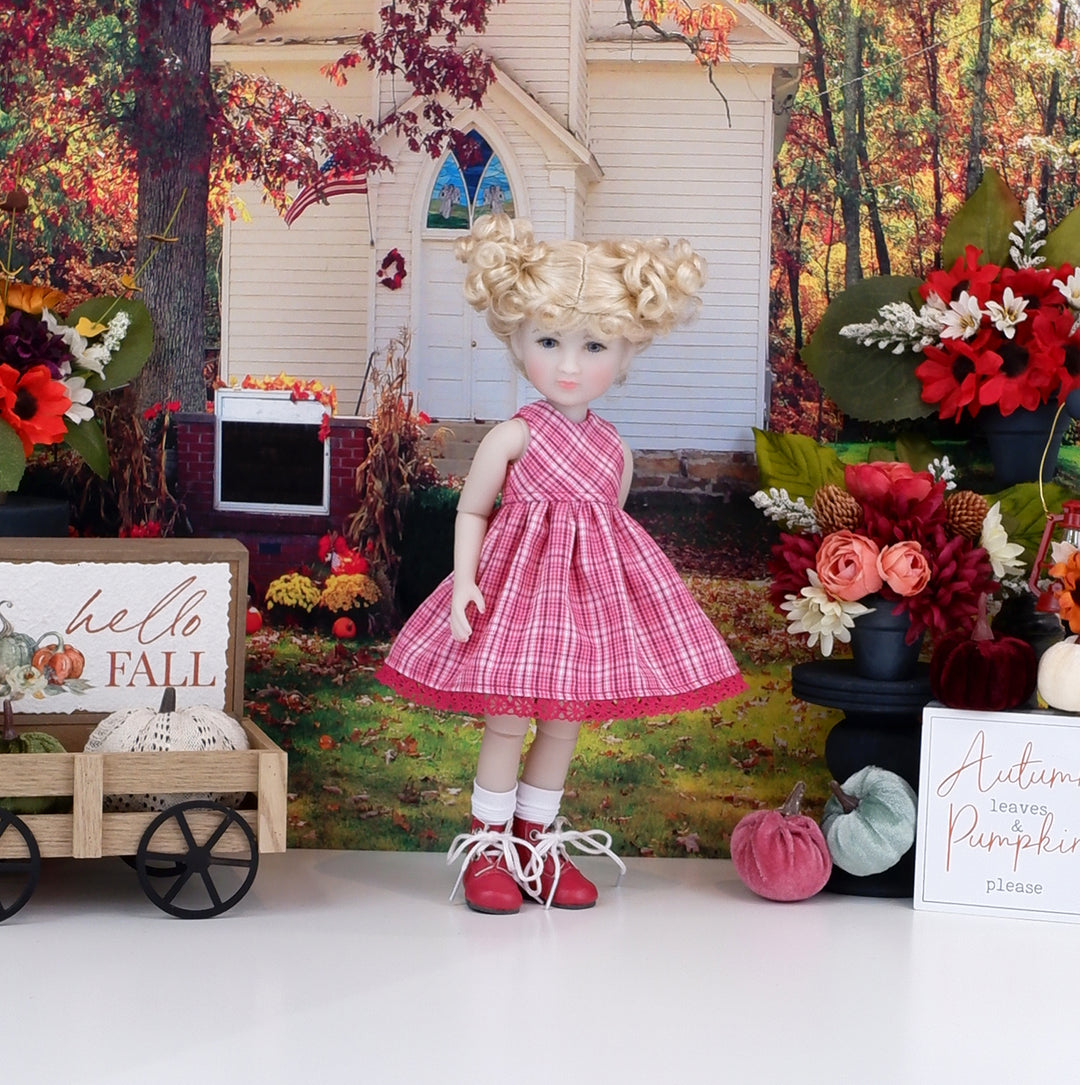 Rouge Plaid - dress and boots for Ruby Red Siblies doll