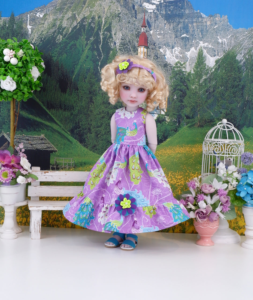 Royal Peacock - dress with sandals for Ruby Red Fashion Friends doll