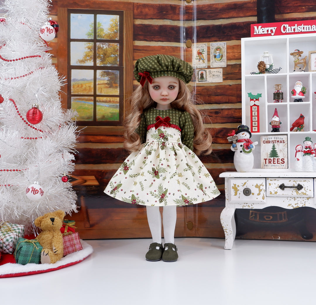Rural Poinsettia - dress with shoes for Ruby Red Fashion Friends doll