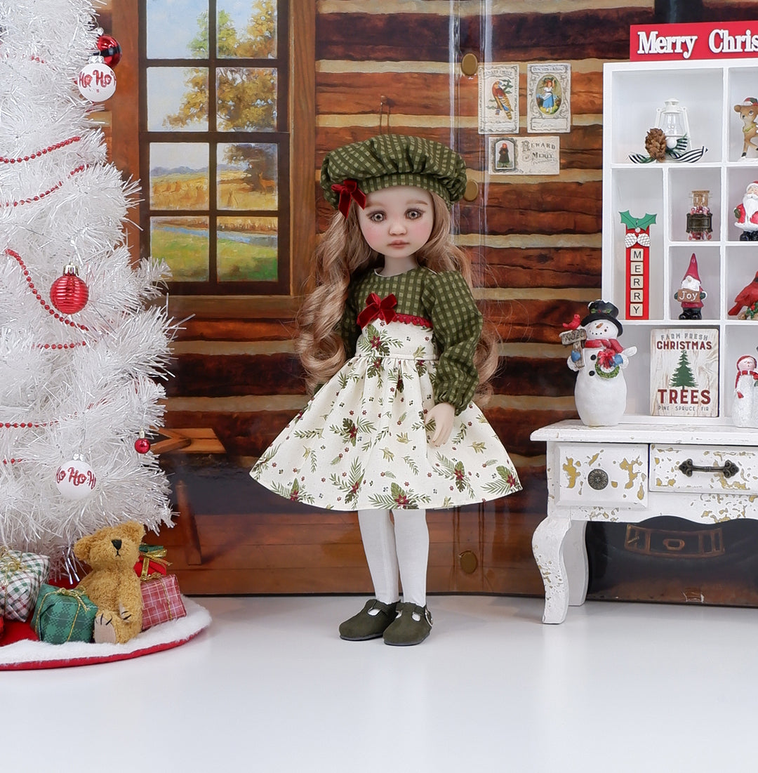 Rural Poinsettia - dress with shoes for Ruby Red Fashion Friends doll