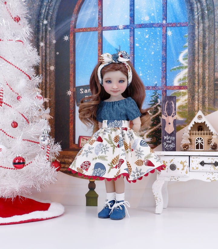 Rustic Ornaments - blouse & skirt with boots for Ruby Red Fashion Friends doll