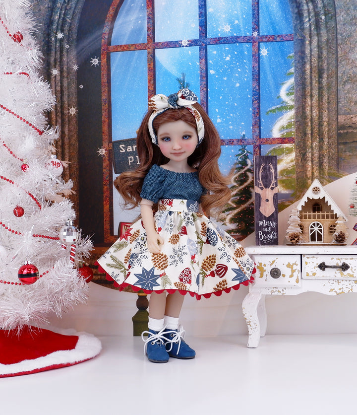Rustic Ornaments - blouse & skirt with boots for Ruby Red Fashion Friends doll